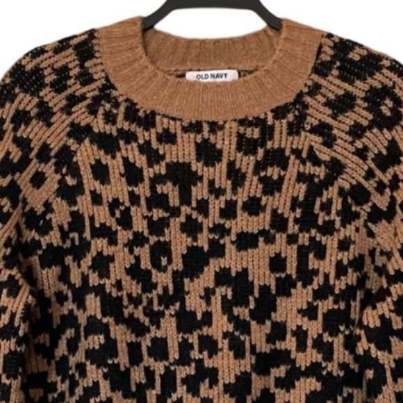 Old Navy Long Sleeve Cheetah Print Mock Neck Brown Black Sweater NWT Size XS - Picture 5 of 7